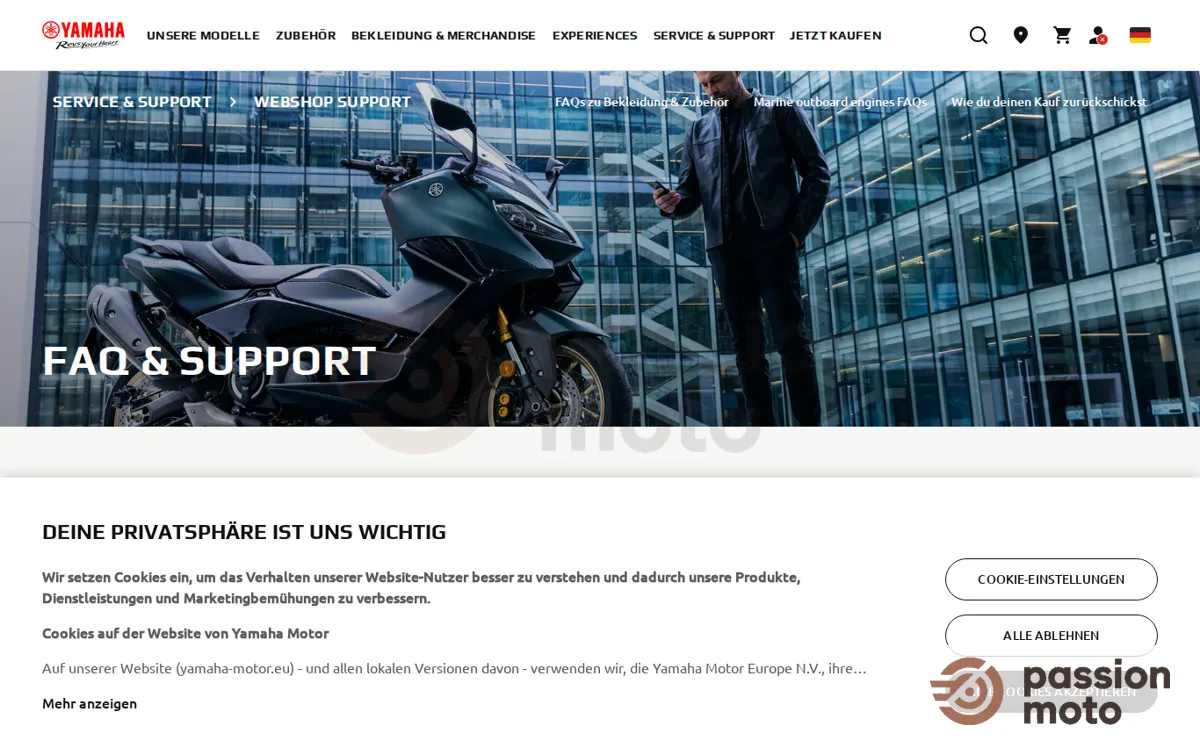 Capture : Webshop Support - Yamaha Motor
